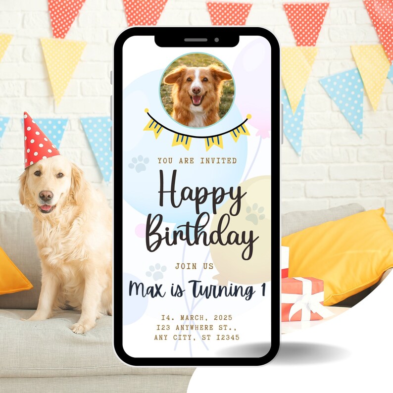 Dog Party E-invite, Editable Invitation Template, Puppy Party Printable ...