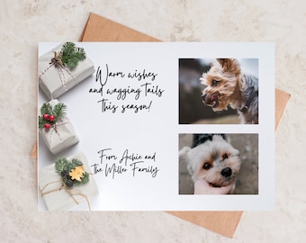 Huisdier foto kerstkaart Canva sjabloon, bewerkbare hond kerstkaart, kerstfoto kaartsjabloon, DIY kerstkaart met huisdier foto