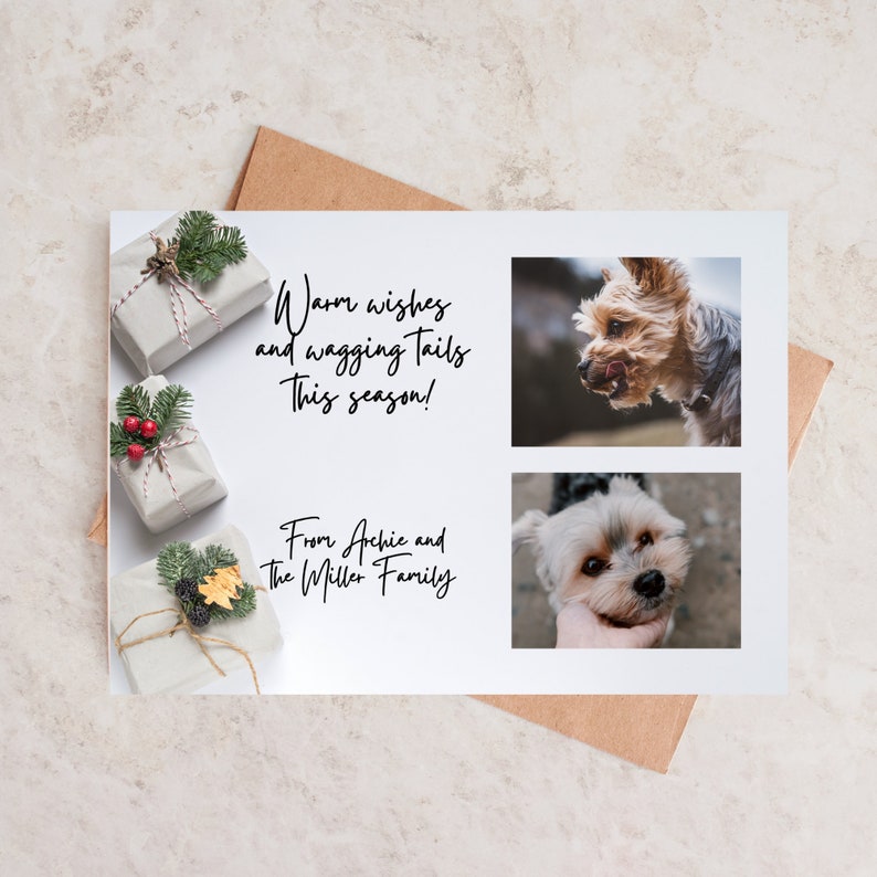Pet Photo Christmas Card Canva Template, Editable Dog Holiday Card, Christmas Photo Card