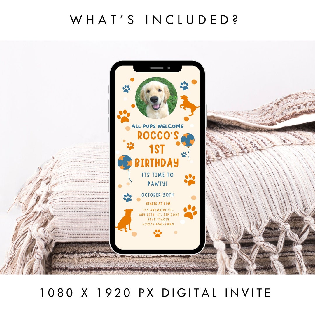 Birthday Invitation Template Bundle, Pawty Party, Dog Birthday ...