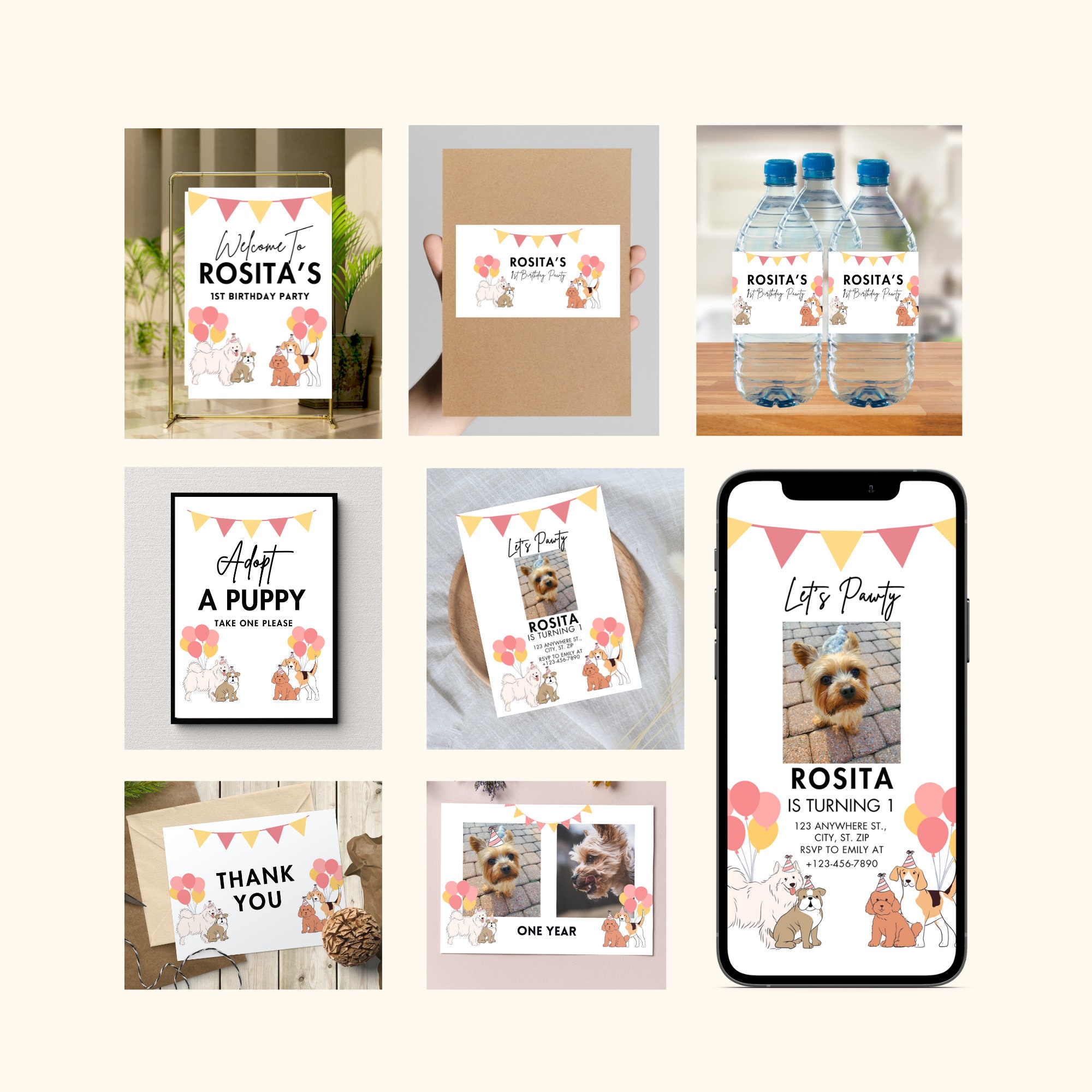 Dog Themed Birthday Party Invitation Bundle Puppy Party Instant ...