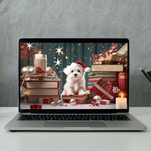 Dog Lover Christmas Macbook Wallpaper, Dog Christmas Phone Wallpaper, Holiday Desktop Background, Holiday Aesthetic, Desktop Wallpaper Set