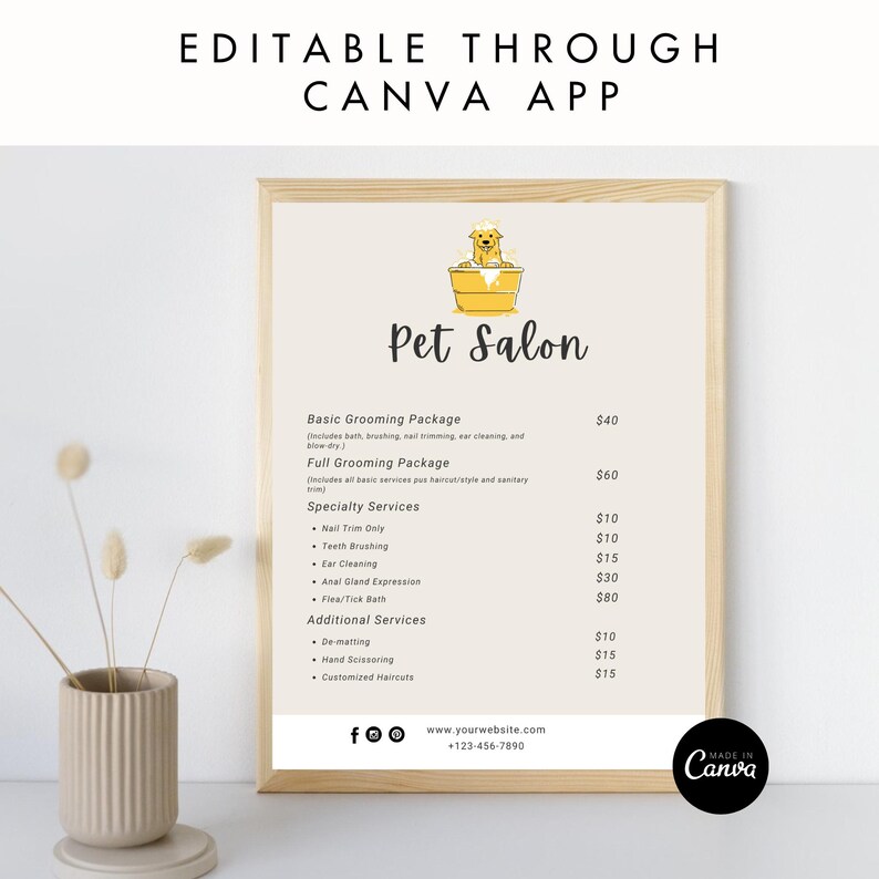 Image showcasing Price Sign, Pet Grooming Business, Editable Price Sheet, Small Business ...