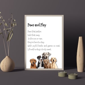 Dog Wall Decor, Pet Portrait Birthday Gift, Dog Poem, Dog Gift, Instant Download, Dog Loss, Dog Grief Gift, Dog Digital Print, Dog Art Print