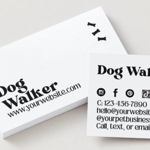 Editable Business Card Pet Grooming Business Template Small Business Card Canva DIY Professional Card Design Dog Walking Business Card