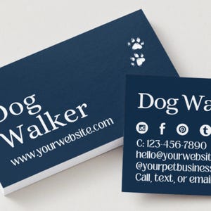 Editable Business Card Pet Grooming Business Template Small Business Card Canva DIY Professional Card Design Dog Walking Business Card