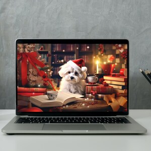 Dog Lover Christmas Macbook Wallpaper, Dog Christmas Phone Wallpaper, Holiday Desktop Background, Holiday Aesthetic, Desktop Wallpaper Set
