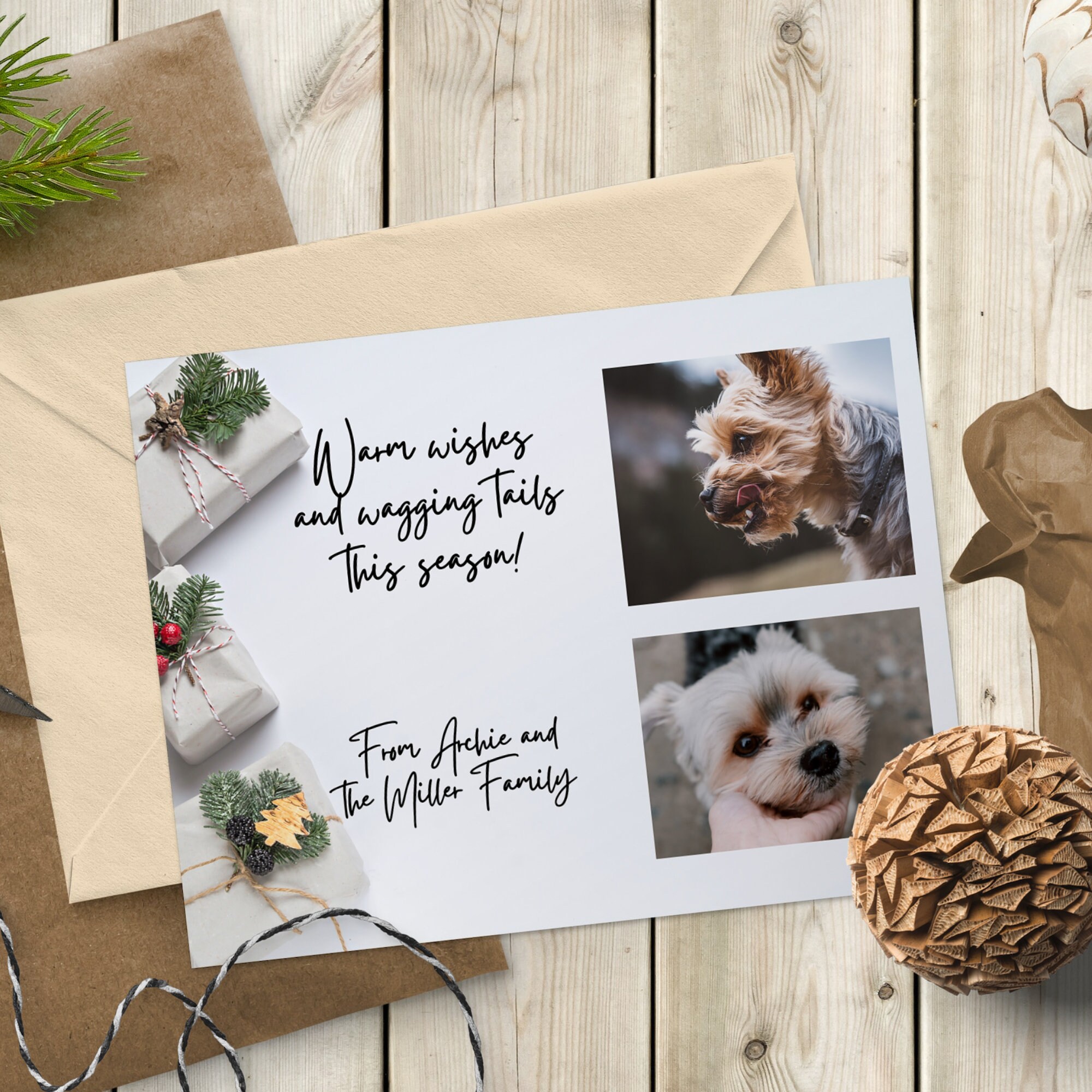 Pet Photo Christmas Card Canva Template, Editable Dog Holiday Card ...