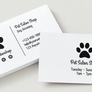 Biglietto da visita modificabile per cani, attività di toelettatura per animali domestici, listino prezzi modificabile, modello per piccole imprese, listino prezzi per estetista, biglietto da visita per salone