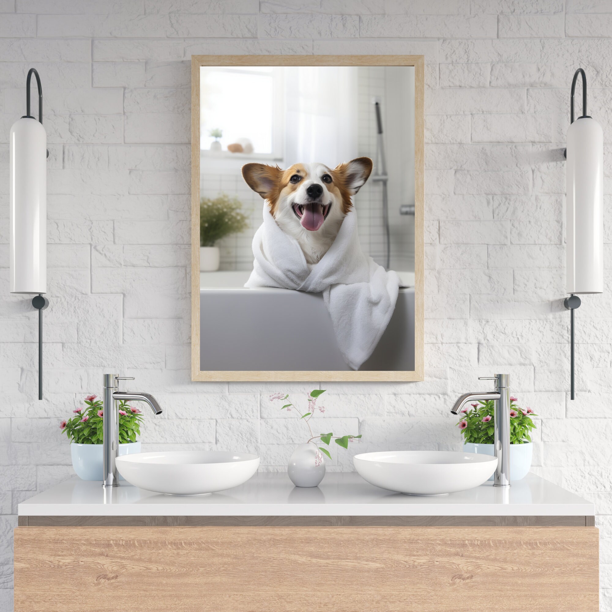 Funny Bathroom Art, Dog Bathroom Decor, Funny Dog Print
