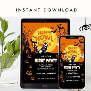 Bewerkbare Halloween-uitnodiging, uitnodiging voor Halloween-feest, Halloween-verjaardagsuitnodiging, Halloween-uitnodiging, uitnodigings-sms voor Halloween-feest