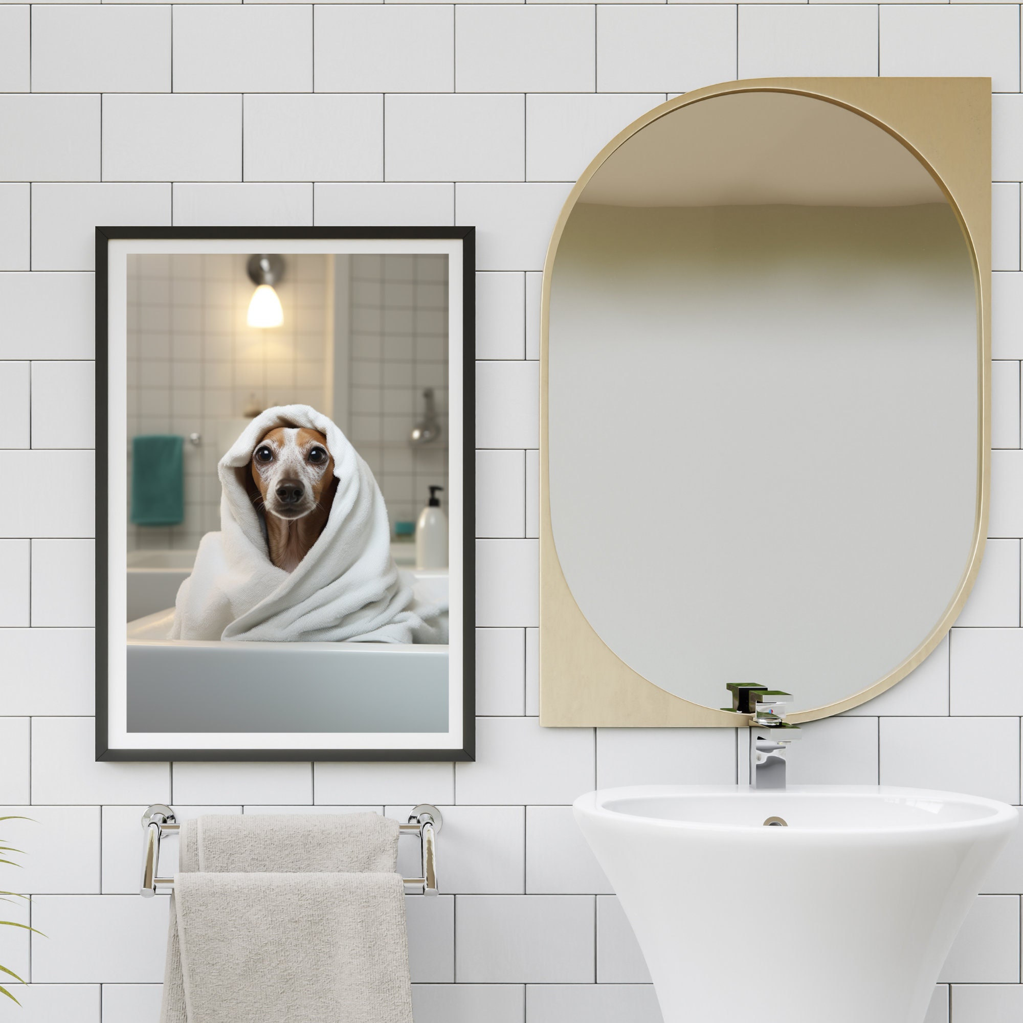 Dachshund Funny Bathroom Art, Dog Bathroom Print, Dachshund Dog Art, Dog in Bathtub, Dog Digital ...