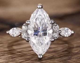 2.48 CT Marquise Cut Moissanite Engagement Ring, Moissanite Diamond Ring Solitaire Marquise Wedding Ring, Marquise Promise Ring Gift For Her