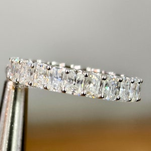 Full Eternity Wedding Moissanite Band, Radiant Cut Matching Band For Her, Stunning 14K White Gold Anniversary Band For Her, Valentine Ring
