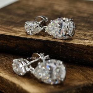 18K Solid Gold Pear Cut Moissanite Wedding Earrings, Anniversary Gift For Her, Christmas Special Gift as Earring Options For Mom Present