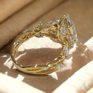 Marquise Cut Moissanite Engagement Ring, Vintage Style Antique Art Deco Style Engagement Ring, Unique Wedding Ring, Luxury Anniversary Ring