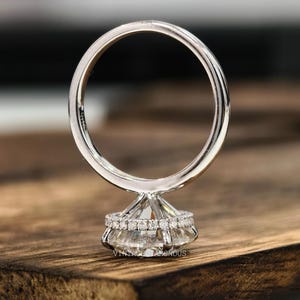 Hidden Halo Round Brillent Cut Moissanite Ring, 4.0 CT Sparkling Engagagement Ring Gor Her, Anniversary Diamond Ring