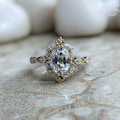 Oval Cut Moissanite Engagement Ring Brilliant Rose Cut Oval Stone Wedding Ring Bridal Ring Marquise Halo Ring Anniversary Gift For Her