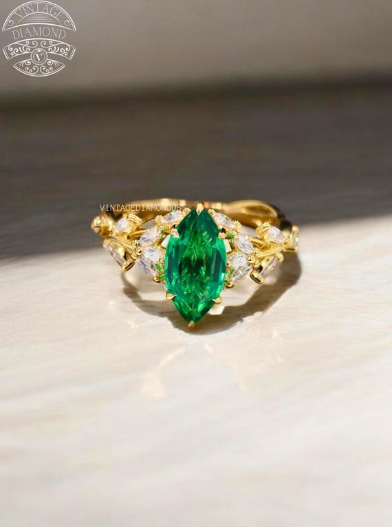 Green Sapphire Marquise Cut Gemstone for Birthday Gift, Sparkling