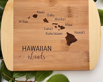 Bamboo Cutting Board Made on Kauai - Hawaiian Islands - Hawaii Gift Idea - Aloha Home Decor- Beach House Sign - Island Gift - Hawaiian Board