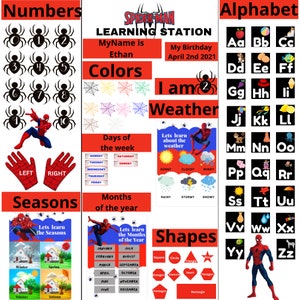 SPIDER MAN DIY Lernzentrum für das Lernen zu Hause, digitales Download Lernbrett für Kleinkinder druckbares Material