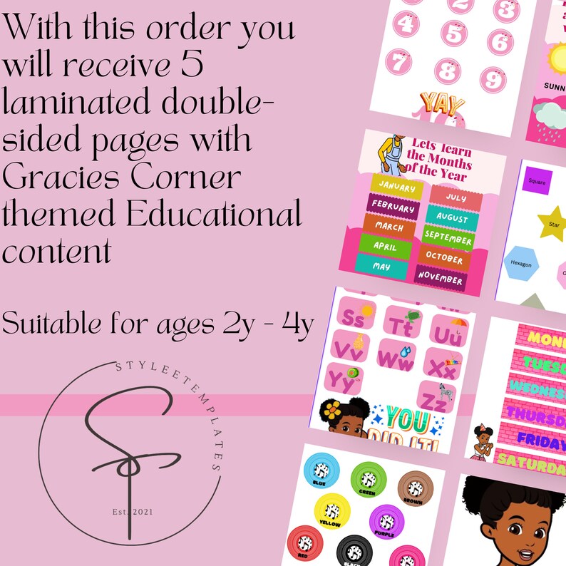 Gracie's Corner Laminated LEARNING PRINTS ONLY for Homeschool Learning