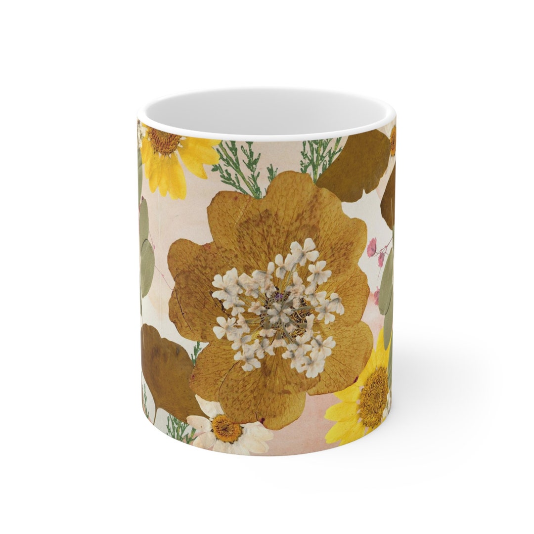 Blush Pink Colorful Pressed Flower 3d Print 11oz Ceramic Mug - Etsy