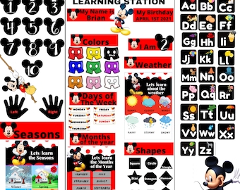 Mickey Mouse   DIY Learning Center For Homeschool learning, Digital Download Learning Board For Toddlers Printable Material