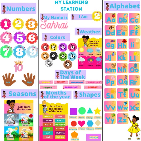 Gracie's Corner   DIY Learning Center For Homeschool learning, Digital Download Learning Board For Toddlers Printable Material