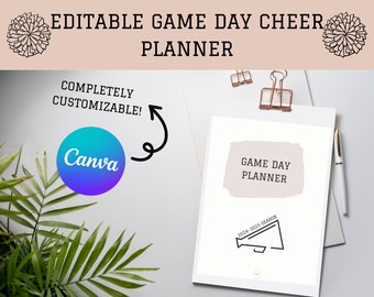 Editable Game Day Planner, Cheer Coach planner, Printable, Canva Template