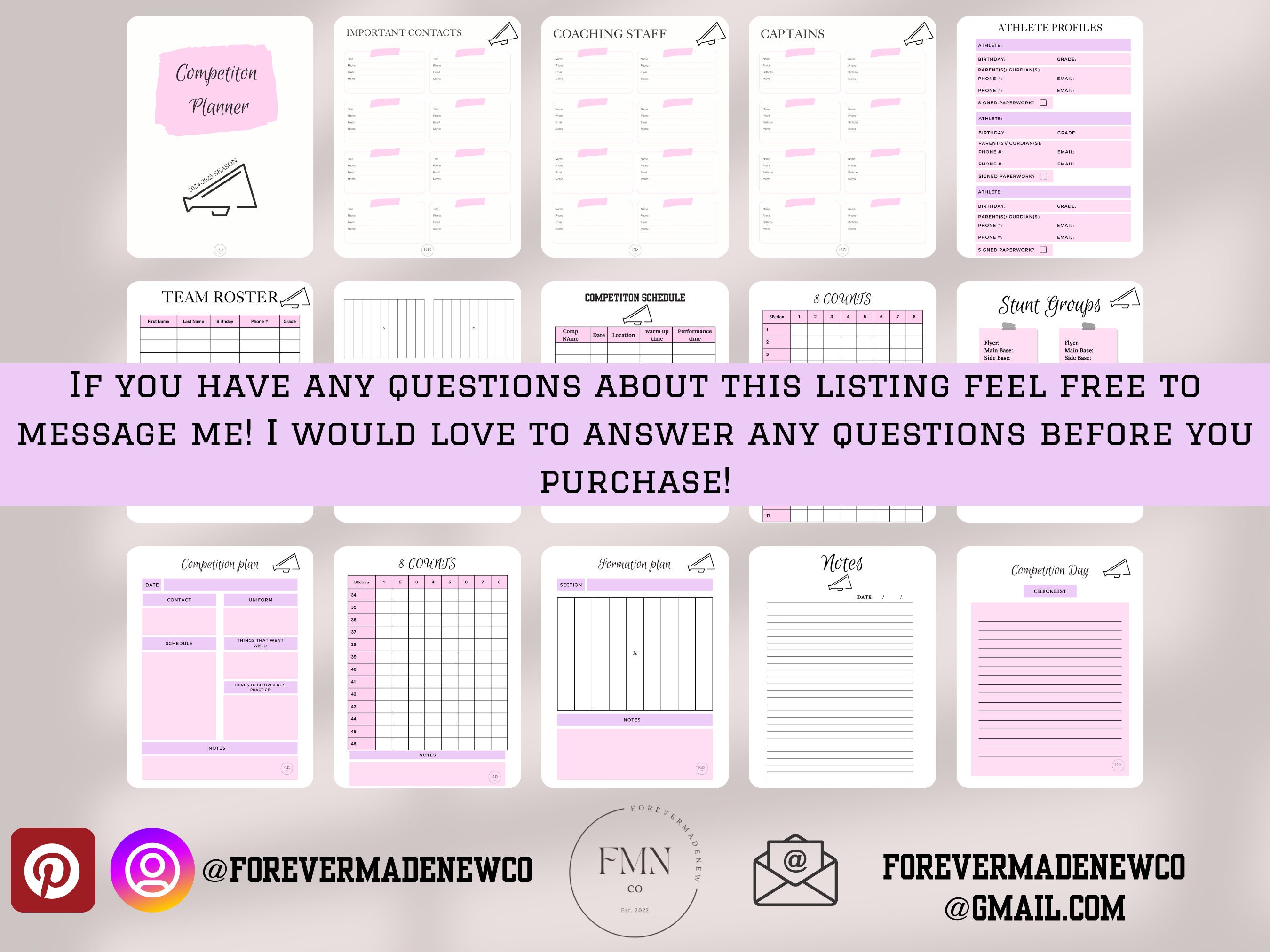Competition Day Routine Editable Competition Day Planner, Cheer Coach Planner, Printable, Canva ...