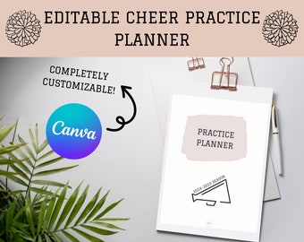 Editable Practice Planner, Cheer Coach planner, Printable, Canva Template