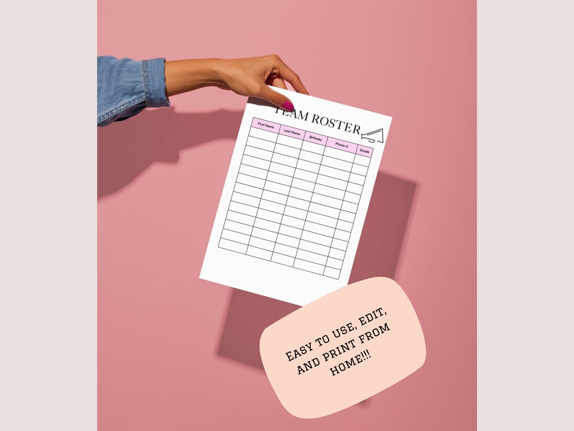 Cheer Roster Template Printable Editable Team Roster Template, Cheer Coach Planner, Printable - Etsy Canada