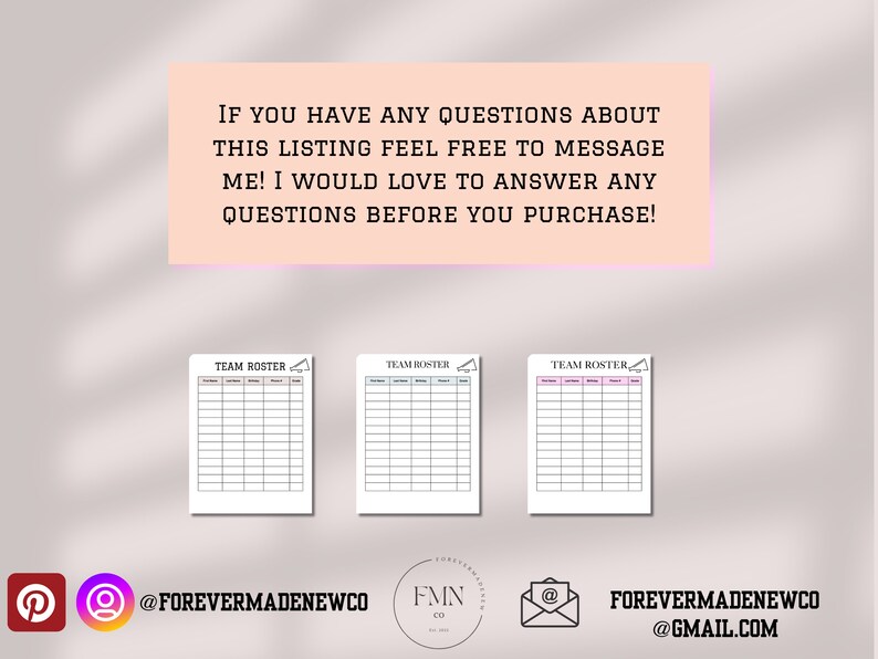 Editable Team Roster Template, Cheer Coach Planner, Printable - Etsy