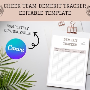 Editable Cheer Team Demerit Tracker Template, Cheer Coach planner, printable