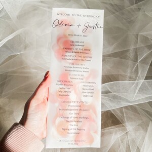 Personalised Wedding Program Envelope for Confetti - Vellum Confetti Envelope, Translucent Paper Wedding Program, Tracing paper envelope
