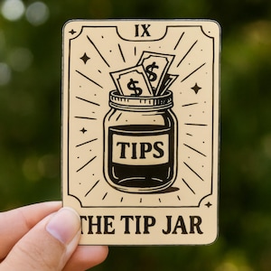 Tip Jar Sticker - Tarot Card Stickers - Cocktail Bar Art - Waterproof Decal