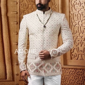 Indian Ethnic Heavy Embroidery Sequin Jodhpuri Suit for Man, Designer Jodhpuri Suit for Groom, Embroidery Jodhpuri Blazer for Wedding Man