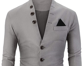 Mens Blazer Jacket Slim Fit Casual Three Button Solid Jacket Jodhpuri Blazer men with Free Pocket Square