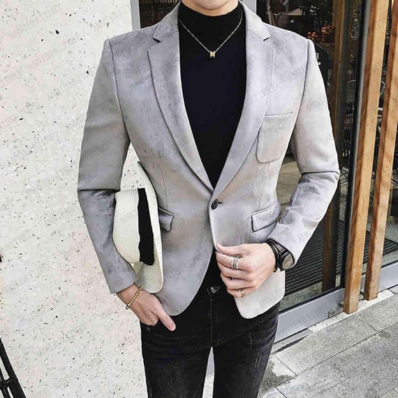 Blazer de Gamuza Terciopelo para Hombre Formal Casual - Etsy México