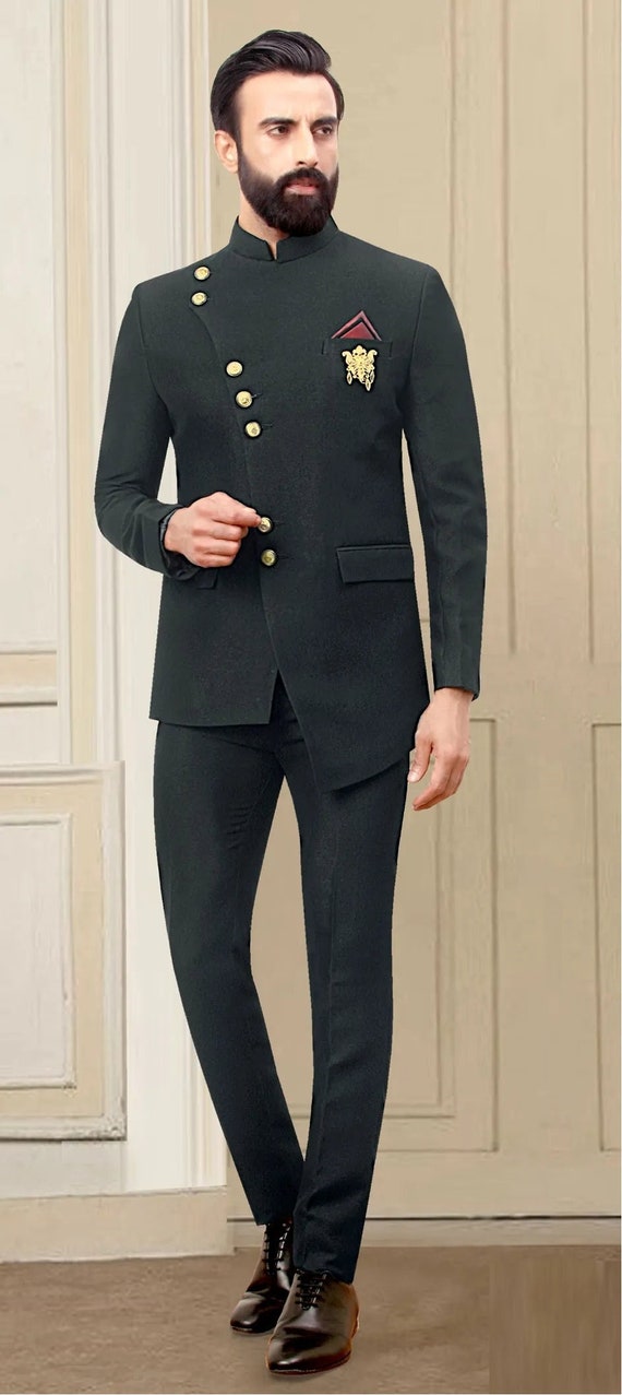 Designer Black Self Design Prince Coat Jodhpuri Suit Indian Jacket Style  Bandhgala Coat Pant Marriage Weddings Functions Sangeet Blazer - Etsy