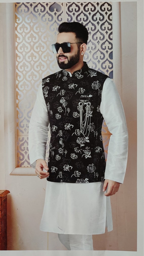 Textured Nehru Jacket for Men Modi Jacket for Men Nehru Jacket for Diwali Designer Nehru Jacket Nehru Jacket for Wedding for Men