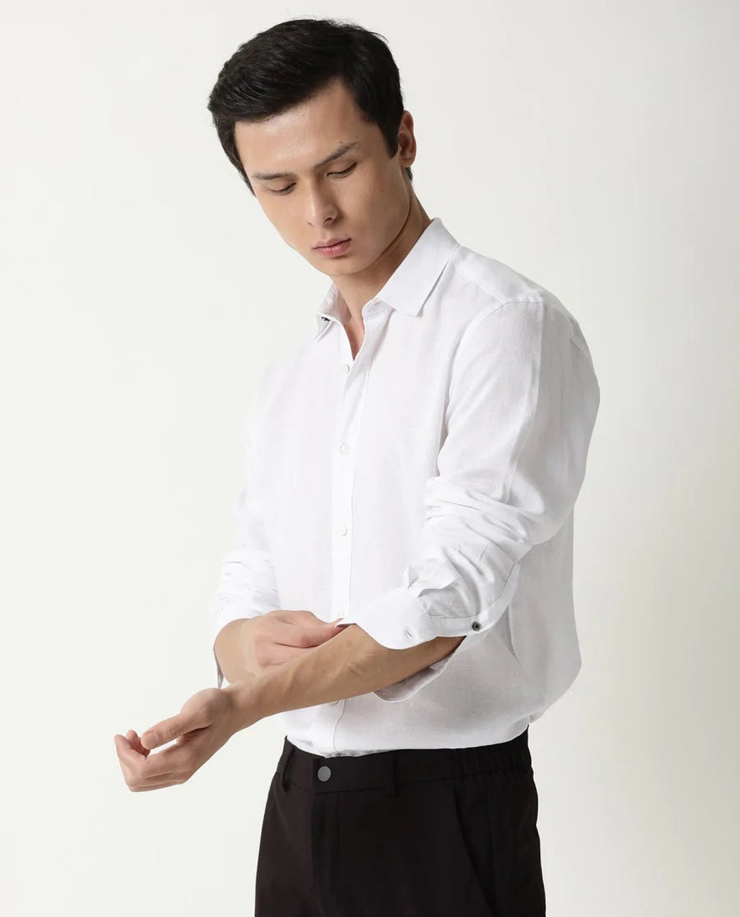 Pure Linen High Quality Dress Shirt for Men Etsy