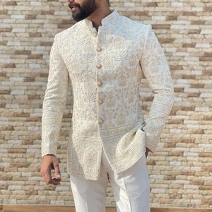 Indian Ethnic Stylish Sequins Zari Designer Jodhpuri Suit for Man, Suit for Groom, Jodhpuri Blazer for Wedding, Bandhgala Suit for Men