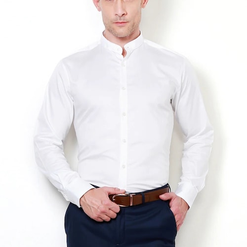 100% Stretch Soft Cotton Casual White Dress Shirt for Men - Etsy