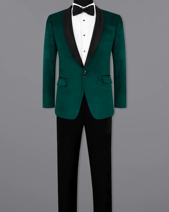 WREESH Mens Suit Peaked Lapel One Button Tuxedo Slim Suede Blazer Party  Formal Jacket Olive Green - Walmart.com