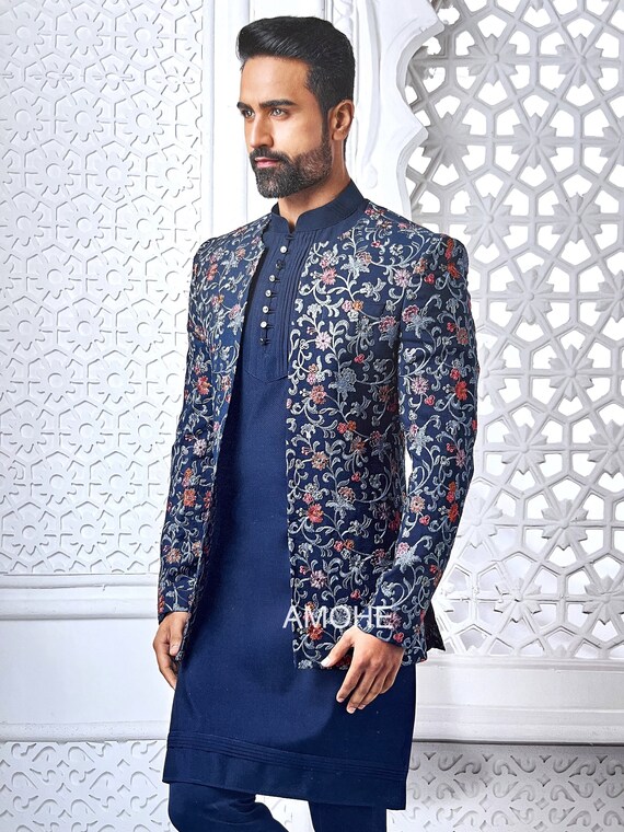Indian Ethnic Stylish Sequins Heavy Embroidery Open Jodhpuri Suit