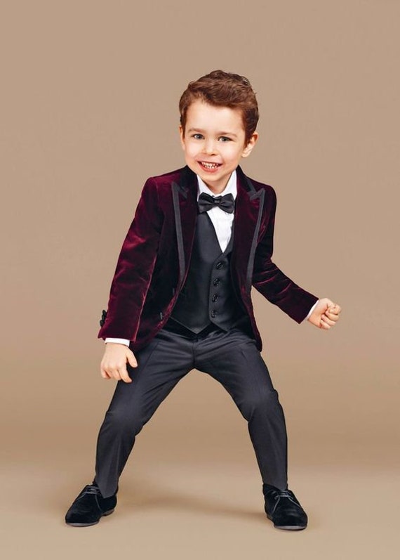 Tuxedo Suit Page Boy Black Slim Fit Suit Kids Prom Suits Boys 3 Months - 5  Years | eBay