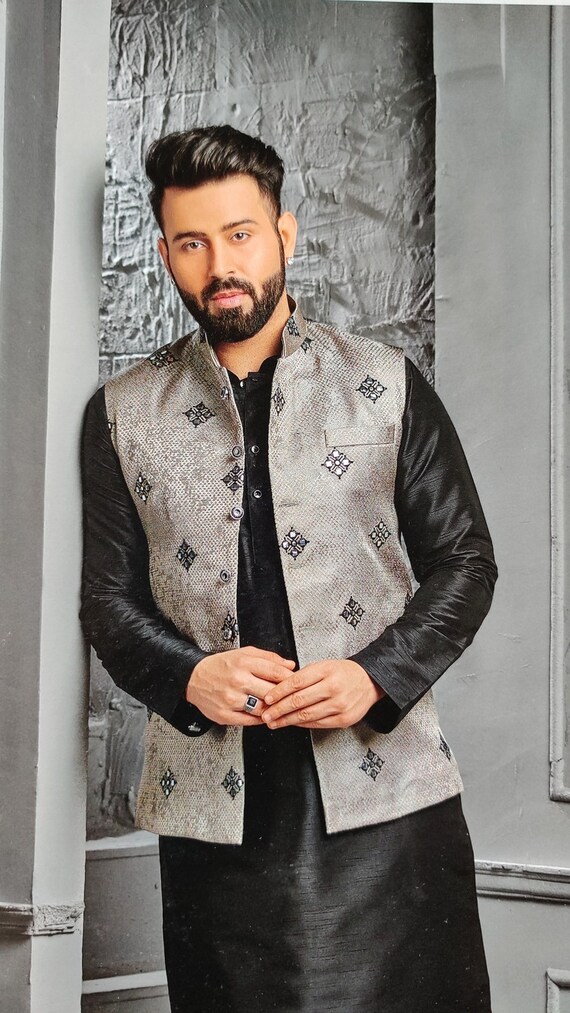 Mirror Work Nehru Jacket for Men, Bandi for Men, Embroidery Nehru Jacket,  Designer Nehru Jacket, Nehru Jacket for Wedding for Men -  Norway