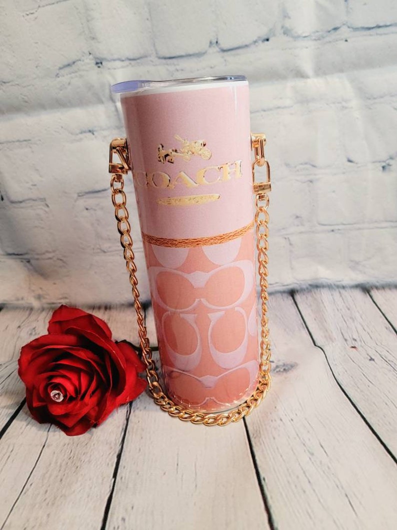 Pink Coach Tumbler With Chains Etsy